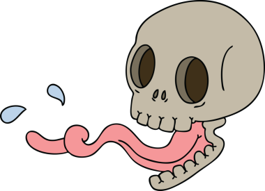 Bir insan tarafından çizilmiş garip bir kafatası.