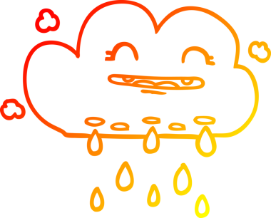 Bir insan tarafından çizilen yağmur bulutunun sıcak çizgi çizimi