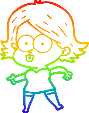 Gökkuşağı gradyan çizimi Bir insan tarafından çizilen çizgi film kızı