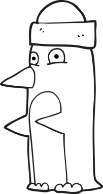 Bir insan tarafından çizilmiş siyah beyaz penguen şapkası.