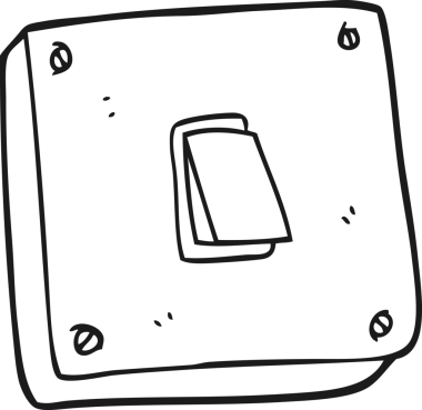 Bir insan tarafından çizilmiş serbest çizim siyah beyaz çizgi film ışık anahtarı