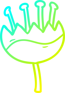 Bir insanın çizdiği karikatür çiçeğinin soğuk gradyan çizgisi.