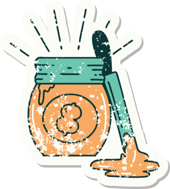 Bir insan tarafından çizilmiş eski bir dövme stili fıstık ezmesi.