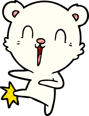 Bir insan tarafından çizilmiş mutlu kutup ayısı çizimi.