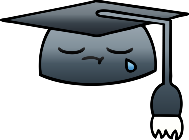 Bir insan tarafından çizilmiş mezuniyet şapkasının gölgeli çizgi filmi.