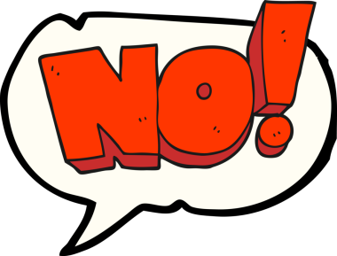 Serbest konuşma balonu çizgi filmi HAYIR! Bir insan tarafından çizilmiş bağır