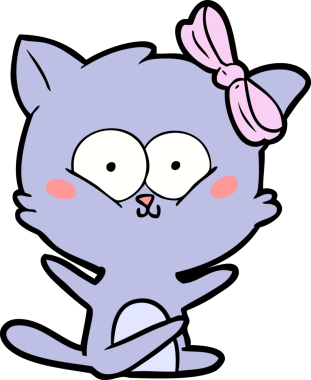 Bir insan tarafından çizilmiş çizgi film kedisi.