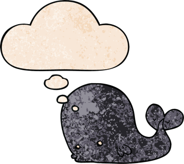 Bir insan tarafından çizilmiş grunge desenli düşünce balinası.
