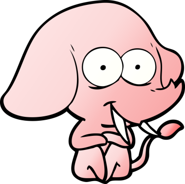 Bir insan tarafından çizilmiş mutlu bir fil.