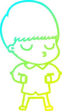 Bir çizgi film karakteri çizen soğuk gradyan bir çocuk bir insan tarafından çizilmiş.