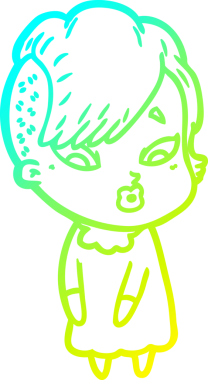 Bir karikatür çizimi, bir insan tarafından çizilmiş bir kızı şaşırttı.