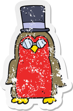 Bir insan tarafından çizilmiş robin çizgi filminin gerilimli yapıştırması.