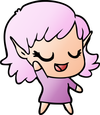 Bir insan tarafından çizilmiş mutlu elf kızı.