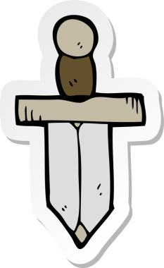 Bir insan tarafından çizilmiş karikatür hançeri çıkartması.