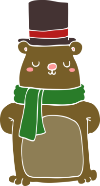 Bir insan tarafından çizilmiş düz renkli çizgi film ayısı