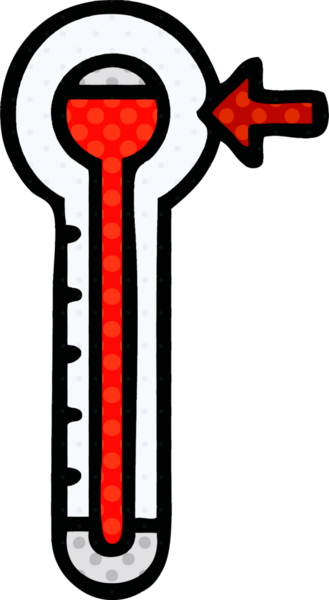 Bir insan tarafından çizilmiş sıcak termometrenin çizgi roman tarzı