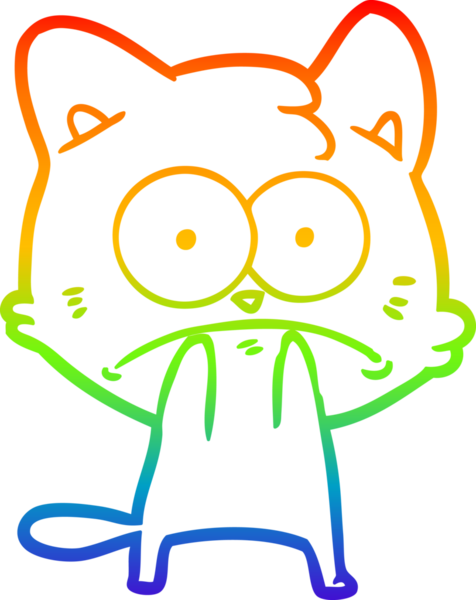 Gökkuşağı gradyan çizgi çizimi Bir insan tarafından çizilmiş gergin kedi