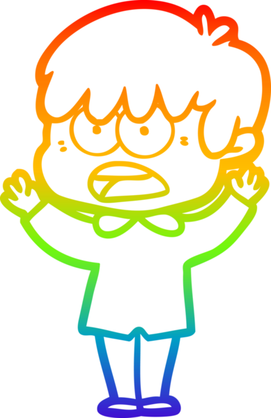 Bir insan tarafından çizilmiş endişeli bir çizgi film çocuğunun çizimi.