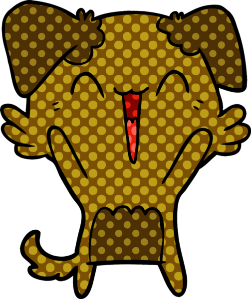 Bir insan tarafından çizilmiş küçük mutlu köpek çizgi filmi.