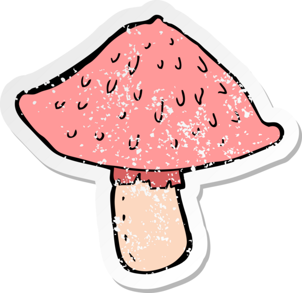 Bir insan tarafından çizilmiş vahşi bir mantarın gerilmiş yapıştırması.
