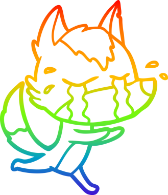 Gökkuşağı gradyan çizgi çizimi bir insan tarafından çizilmiş ağlayan bir kurt.