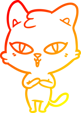 Bir insan tarafından çizilmiş çizgi film kedisinin sıcak çizgi çizimi