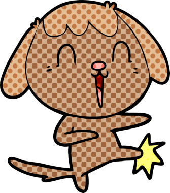 Bir insan tarafından çizilmiş şirin bir çizgi film köpeği.