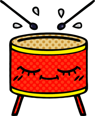 bir insan tarafından çizilmiş bir davul karikatürü.