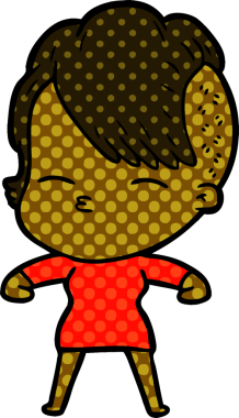 Bir insan tarafından çizilmiş şaşı çizgi film kızı.