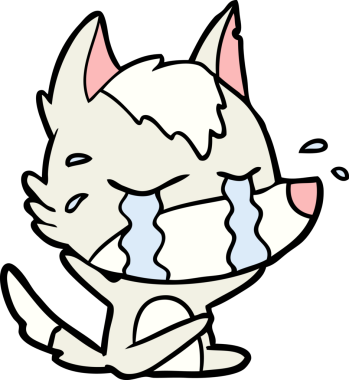 Bir insan tarafından çizilmiş ağlayan kurt çizgi filmi.