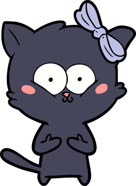 Bir insan tarafından çizilmiş çizgi film kedisi.