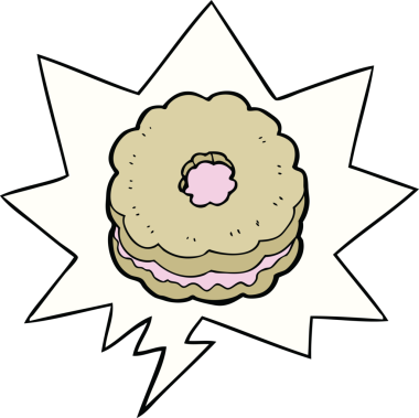 Bir insan tarafından çizilmiş konuşma balonlu bisküvi.