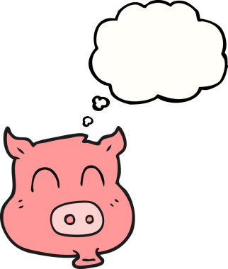 Bir insan tarafından çizilmiş serbest çizim balon çizgi film domuzu.