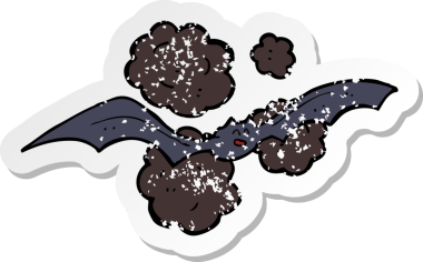 Bir insan tarafından çizilmiş karikatür yarasasının gerilimli çıkartması.