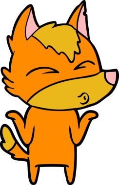 Bir insan tarafından çizilmiş tilki çizgi film karakteri