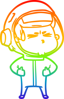 Bir insan tarafından çizilen gökkuşağı gradyan çizimi stresli astronot