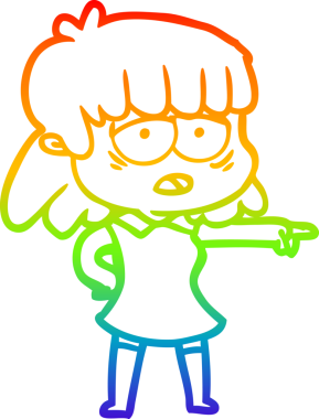 gökkuşağı gradyan çizgi çizimi bir insan tarafından çizilmiş yorgun bir kadın