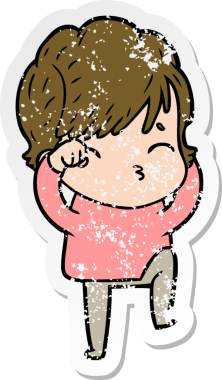 Bir insan tarafından çizilmiş bir karikatür kadının sıkıntılı çıkartması.