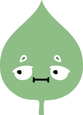 Bir insan tarafından çizilmiş dışavurumsal yaprağın düz renk retro karikatürü