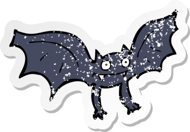 Bir insan tarafından çizilmiş vampir yarasa çizgi filminin gerilimli yapıştırması.