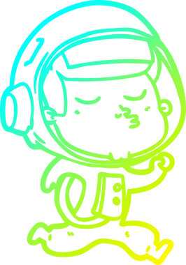 Bir insan tarafından çizilmiş, kendinden emin bir astronotun soğuk çizgi çizimi.