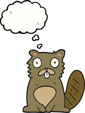 Bir insan tarafından çizilmiş serbest çizim balon karikatür kunduzu.