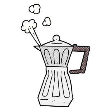 Bir insan tarafından çizilmiş karikatür espresso fırın makinesi.