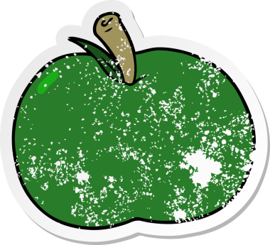 Bir insan tarafından çizilmiş karikatür elmasının sıkıntılı çıkartması.