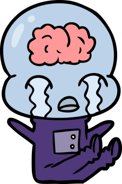 Bir insan tarafından çizilmiş koca beyinli bir uzaylı ağlaması.