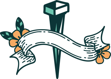 Bir insan tarafından çizilmiş demir çivi sancağıyla geleneksel dövme