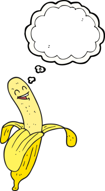 Bir insan tarafından çizilmiş serbest çizim baloncuk karikatür muz