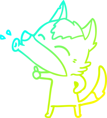 Bir insan tarafından çizilen uluyan kurt çizgi filminin soğuk gradyan çizimi