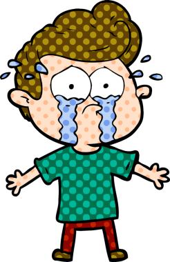 Bir insan tarafından çizilmiş ağlayan bir karikatür.