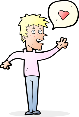 Bir insan tarafından çizilmiş aşık bir çizgi film adamı.